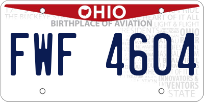 OH license plate FWF4604