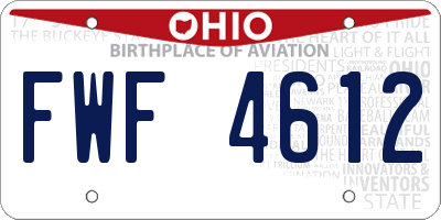 OH license plate FWF4612