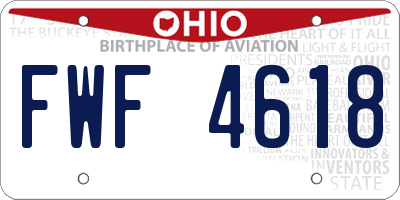 OH license plate FWF4618