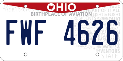 OH license plate FWF4626