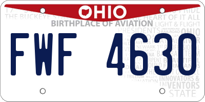 OH license plate FWF4630
