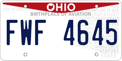 OH license plate FWF4645