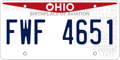 OH license plate FWF4651