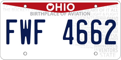 OH license plate FWF4662