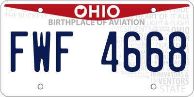 OH license plate FWF4668