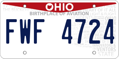 OH license plate FWF4724