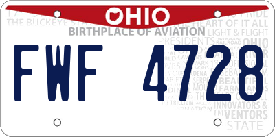 OH license plate FWF4728