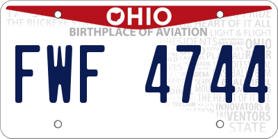 OH license plate FWF4744