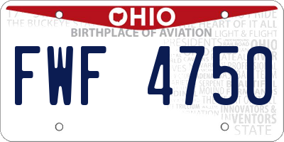 OH license plate FWF4750