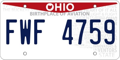 OH license plate FWF4759