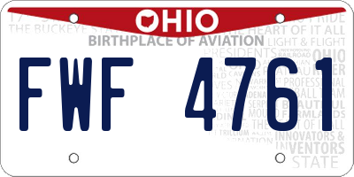 OH license plate FWF4761