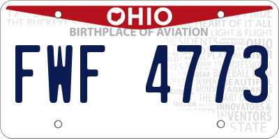 OH license plate FWF4773