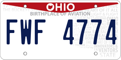 OH license plate FWF4774