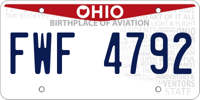 OH license plate FWF4792