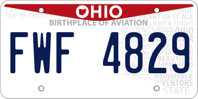 OH license plate FWF4829