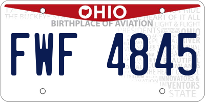 OH license plate FWF4845