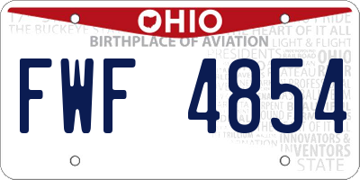 OH license plate FWF4854