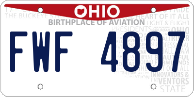 OH license plate FWF4897