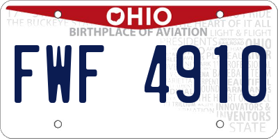 OH license plate FWF4910