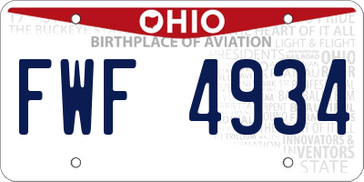 OH license plate FWF4934