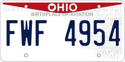 OH license plate FWF4954