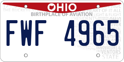 OH license plate FWF4965