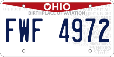 OH license plate FWF4972