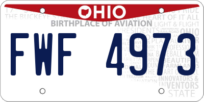OH license plate FWF4973