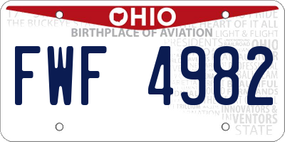 OH license plate FWF4982