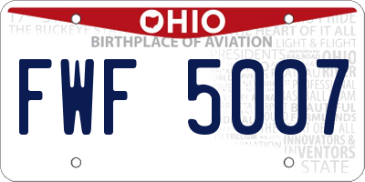 OH license plate FWF5007