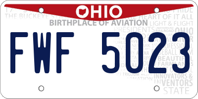 OH license plate FWF5023