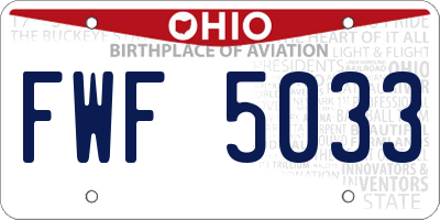 OH license plate FWF5033