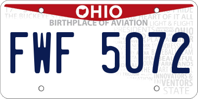 OH license plate FWF5072