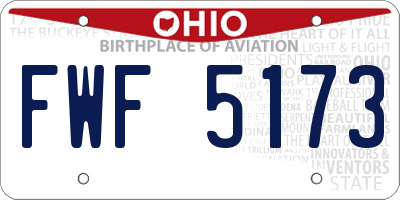 OH license plate FWF5173