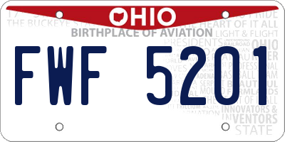 OH license plate FWF5201