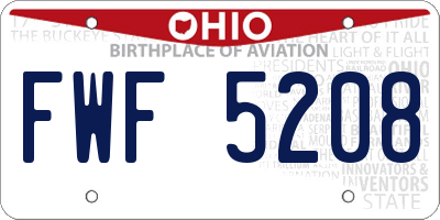 OH license plate FWF5208