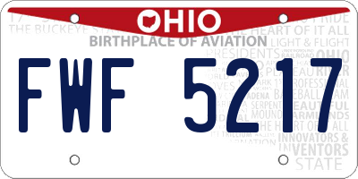 OH license plate FWF5217