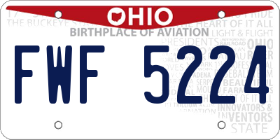 OH license plate FWF5224