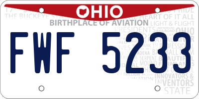 OH license plate FWF5233
