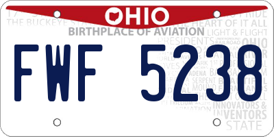 OH license plate FWF5238