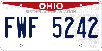 OH license plate FWF5242