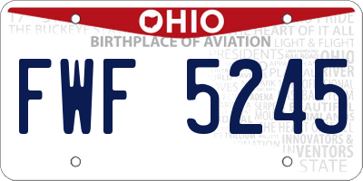 OH license plate FWF5245