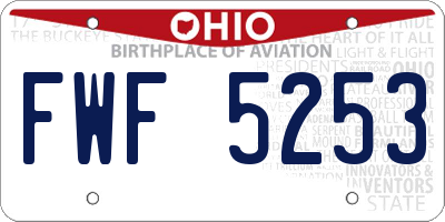 OH license plate FWF5253