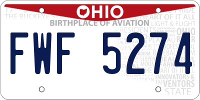 OH license plate FWF5274