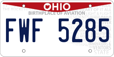 OH license plate FWF5285