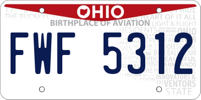 OH license plate FWF5312