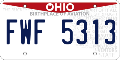 OH license plate FWF5313