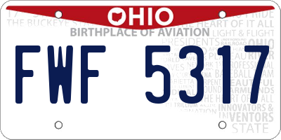 OH license plate FWF5317