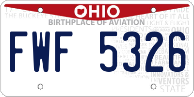 OH license plate FWF5326