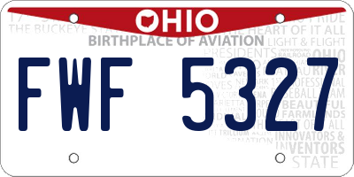 OH license plate FWF5327